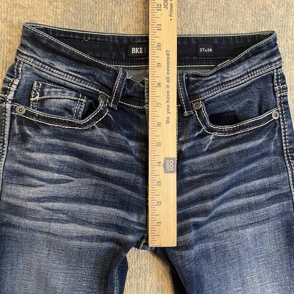 BKE Aiden Jeans Mens 27x34 Blue Dark Wash Straight Stretch Denim Pants Casual - Picture 5 of 14